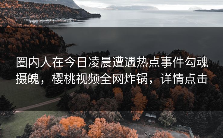 圈内人在今日凌晨遭遇热点事件勾魂摄魄,樱桃视频全网炸锅,详情点击 圈内人在今日凌晨遭遇热点事件勾魂摄魄,樱桃视频全网炸锅,详情点击