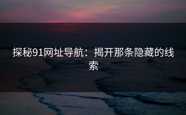 探秘91网址导航:揭开那条隐藏的线索 探秘91网址导航:揭开那条隐藏的线索